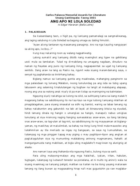 mga maikling kwento na nanalo sa palanca awards|UST Center for Creative Writing and Literary Studies .